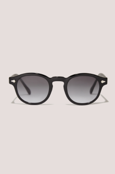 Sienna Shiny Black Round Sunglasses