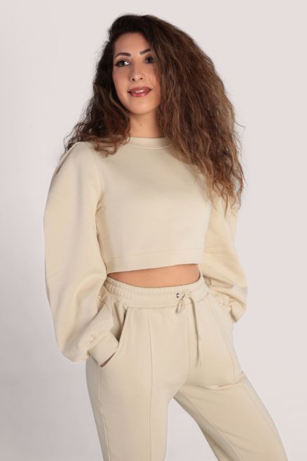 Ivory Crop Sweatshirt