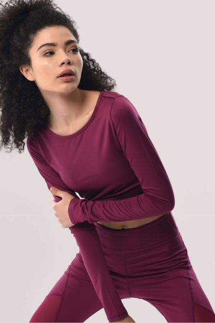 Pink Long Sleeve Crop Top