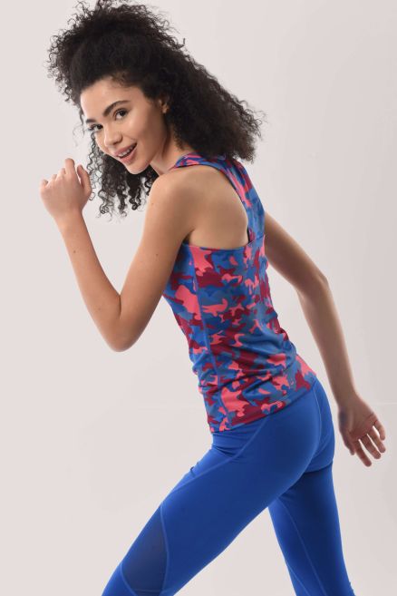 Blue Camouflage Vest Top