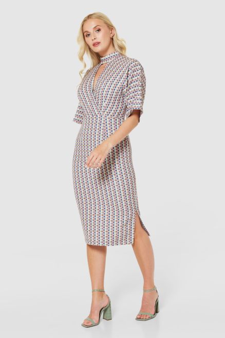 Rose Pink Kimono Pencil Dress