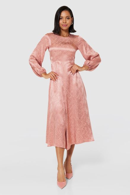 Rose Pink Midi A-Line Dress