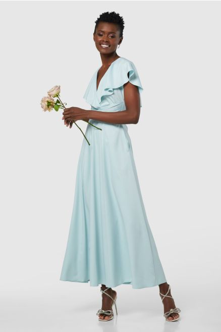 Pale Blue Full Skirt Cape Midi Dress