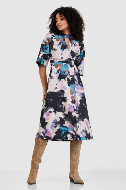 Blush Print Kimono Wrap Dress