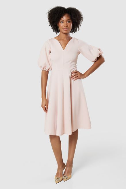 Blush Pink Puff Sleeve Dress