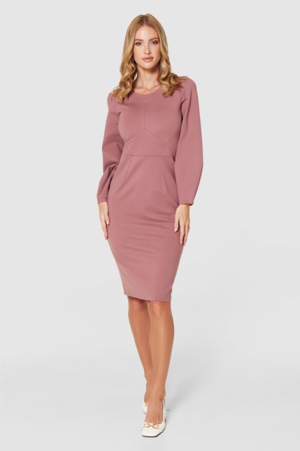 Rose Pink Bodycon Midi Dress