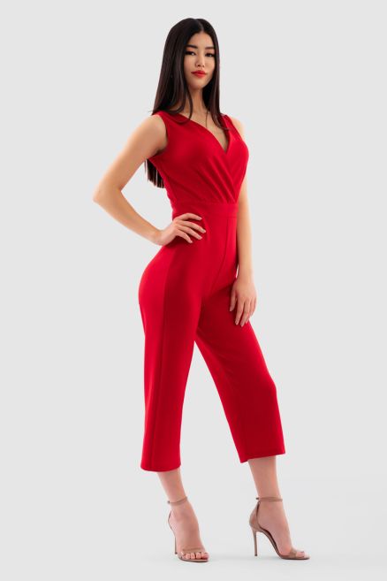 Red Straight Leg Jumpsuit