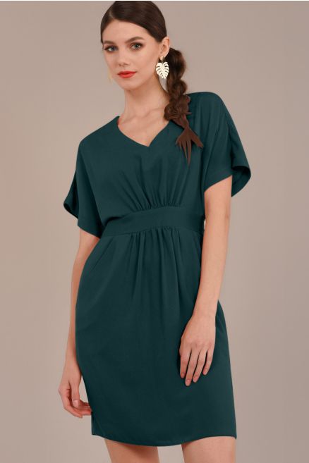Petite  Emerald Green  Tie Waist Tulip Dress