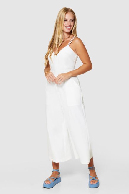 White Cropped Leg Jumpsuit