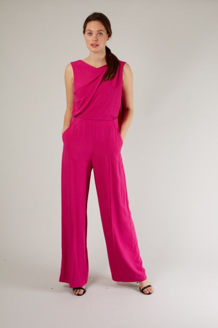 Draped Wrap Jumpsuit With Scarf Detail