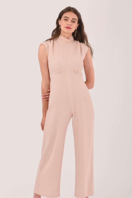 Pink High Neck Wide Leg Jumpsuit