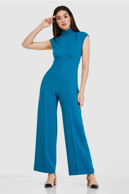 Teal Blue High Neck Jumpsuit